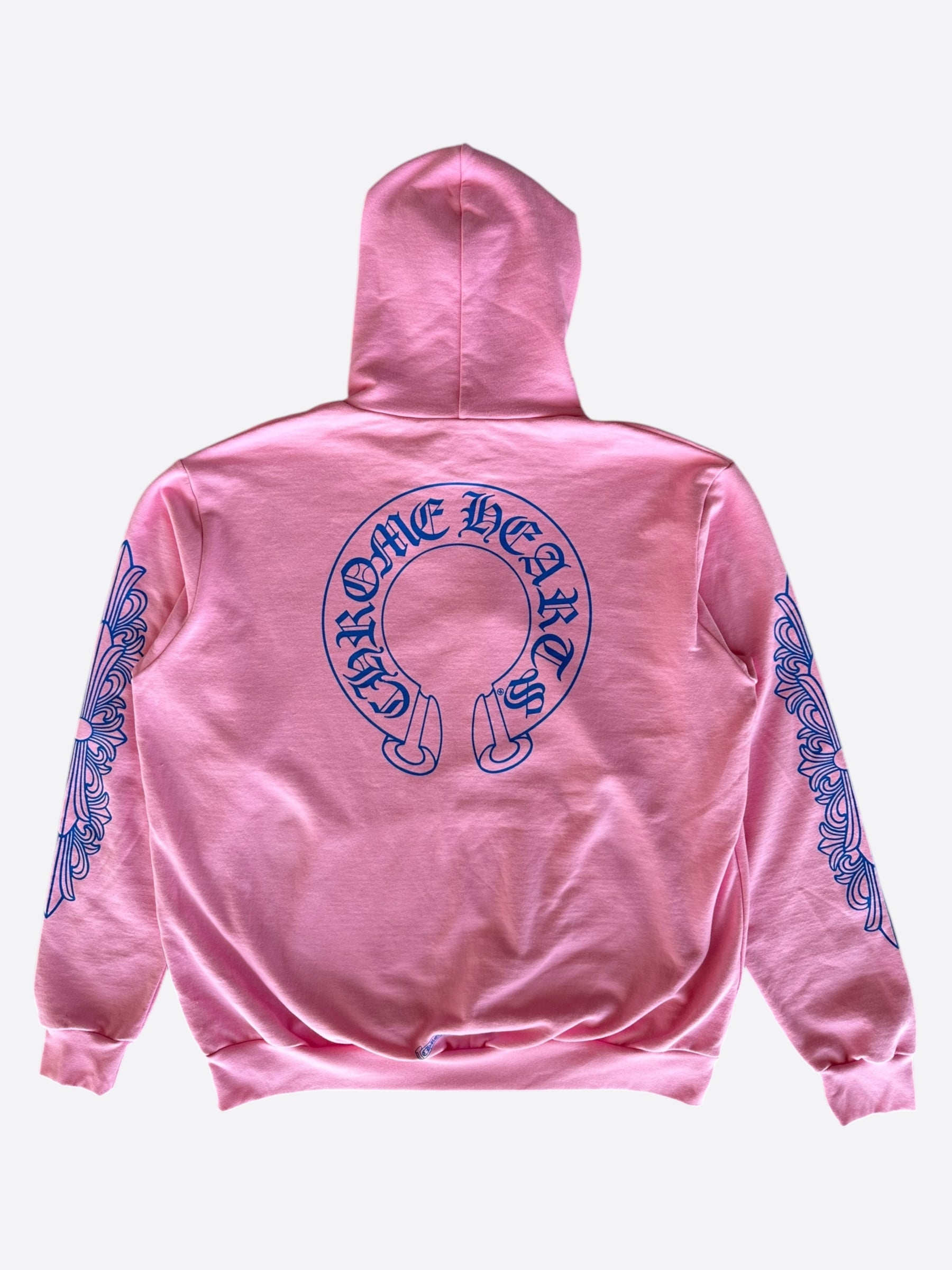 【CHROME HEARTS】HORSESHOE PULLOVER HOODIE \"PINK/BLUE\" Chrome Hearts Horse Shoe Floral Hoodie Pink Blue