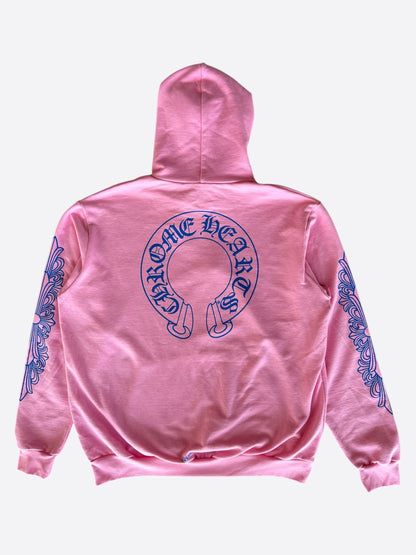 Chrome Hearts Pink & Blue Horseshoe Logo Hoodie