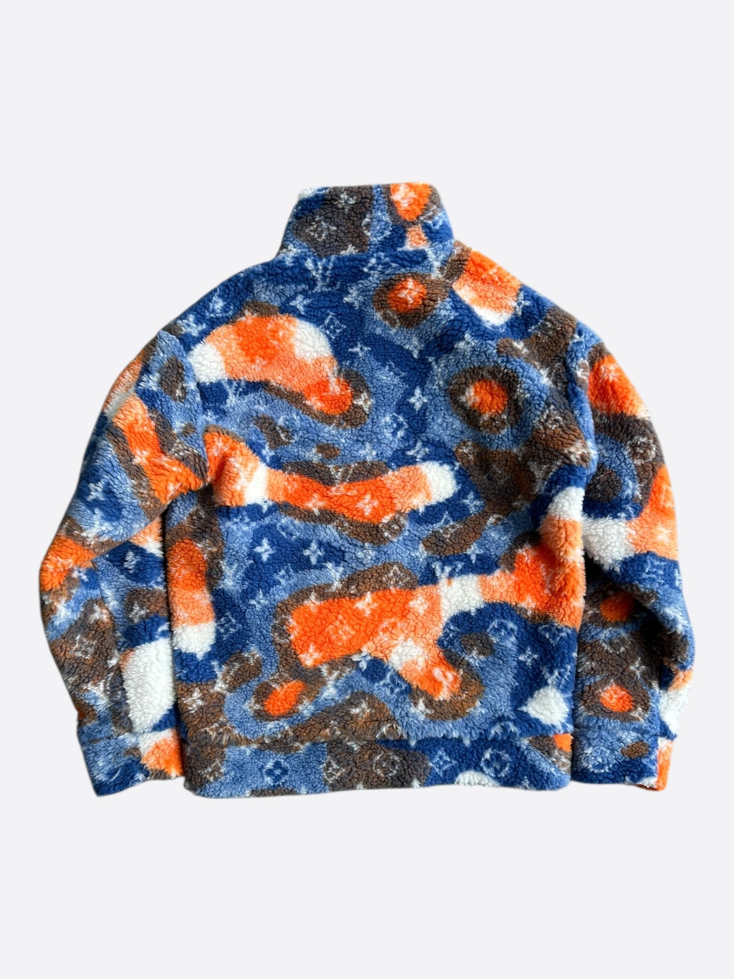 Louis Vuitton Blue & Orange Camo Monogram Fleece Zip Up Jacket