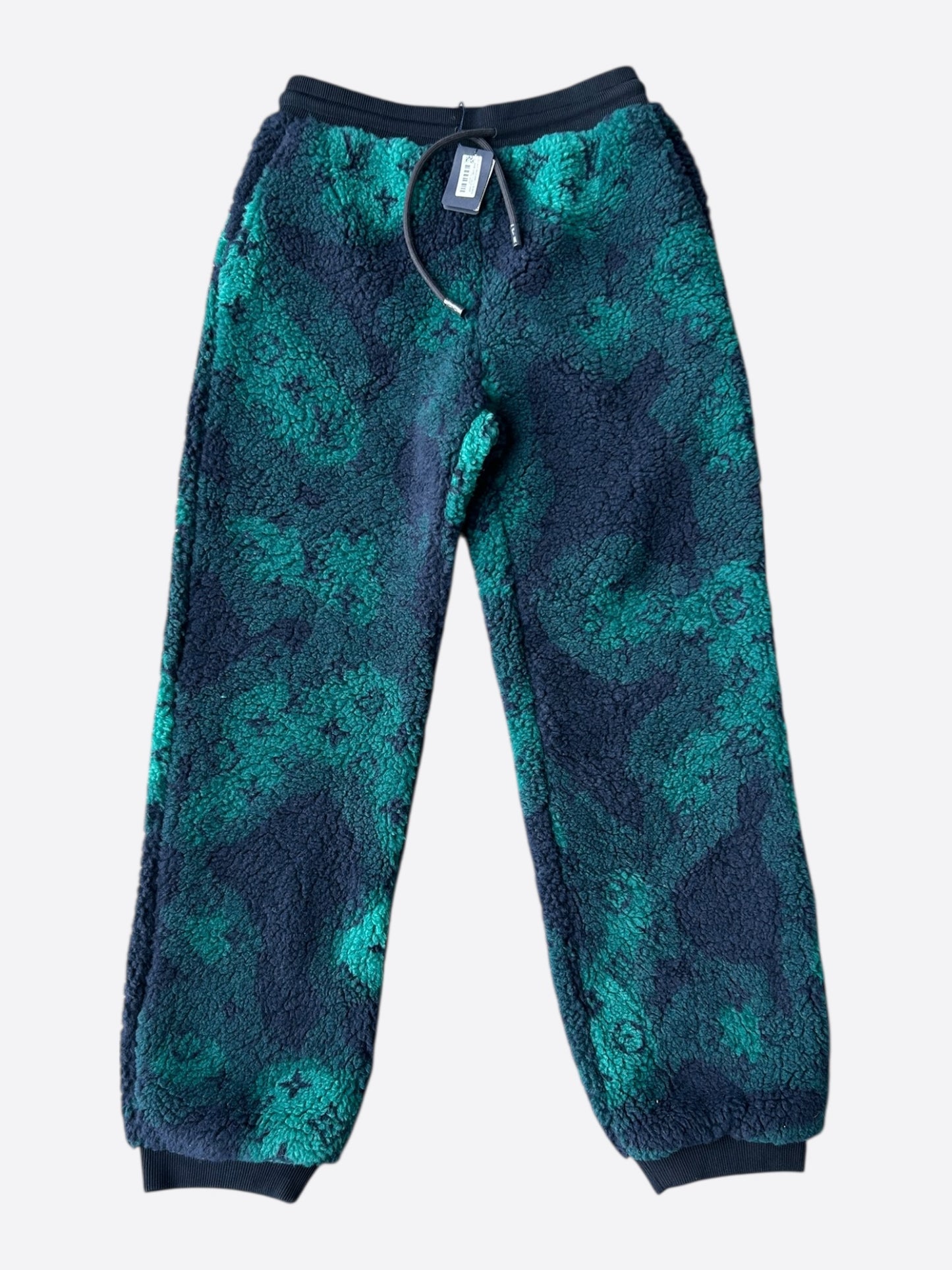 Louis Vuitton Green Camouflage Monogram Fleece Sweatpants
