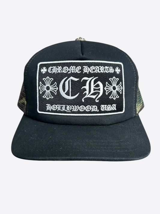 Chrome Hearts Black & Green Camouflage Trucker Hat