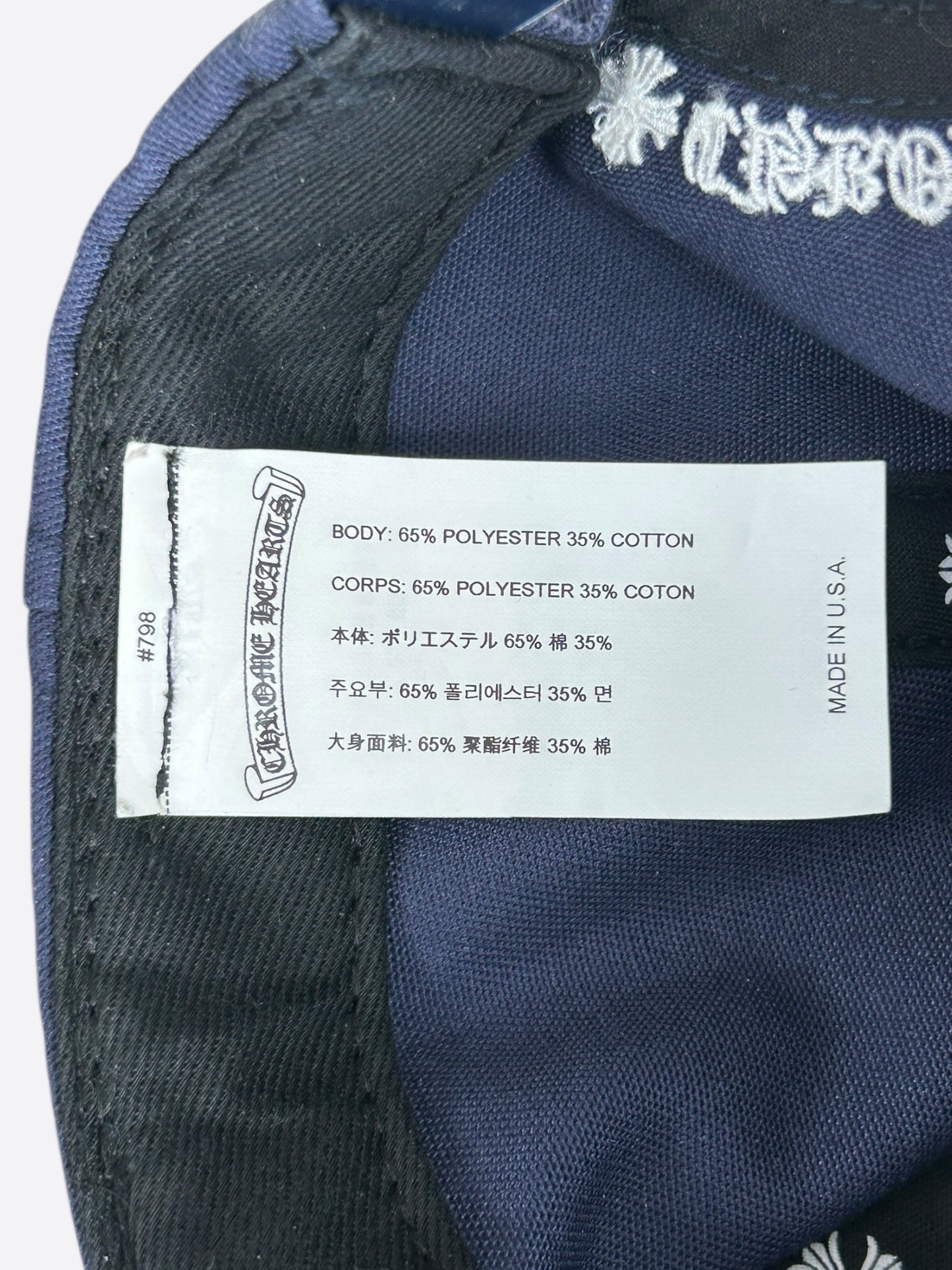 Chrome Hearts Navy & White Embroidered CH Logo Hat