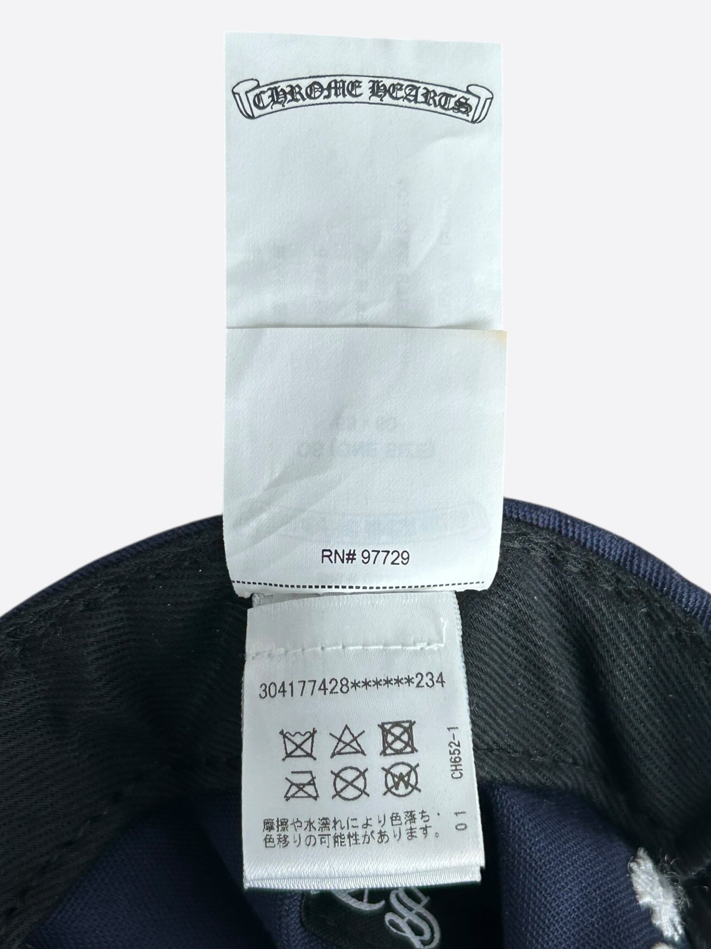 Chrome Hearts Navy & White Embroidered CH Logo Hat