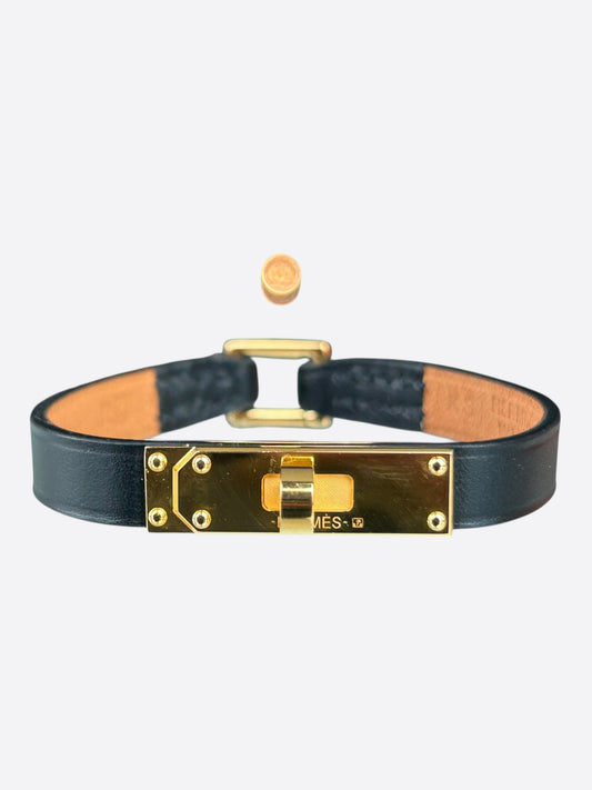 Hermes Black Swift & Gold Hardware Mini Kelly Bracelet