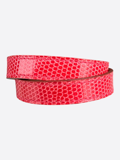 Hermes Pink Lizard & Gold Hardware Kelly Double Tour Bracelet