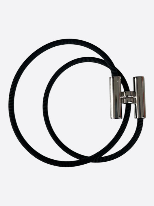 Hermes Black & Palladium Hardware Tournis Tresse Bracelet