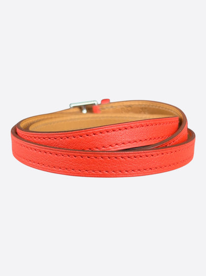 Hermes Red Swift & Palladium Hardware Etriviere Double Tour Bracelet