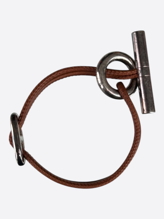 Hermes Brown Swift & Palladium Hardware Skipper Bracelet