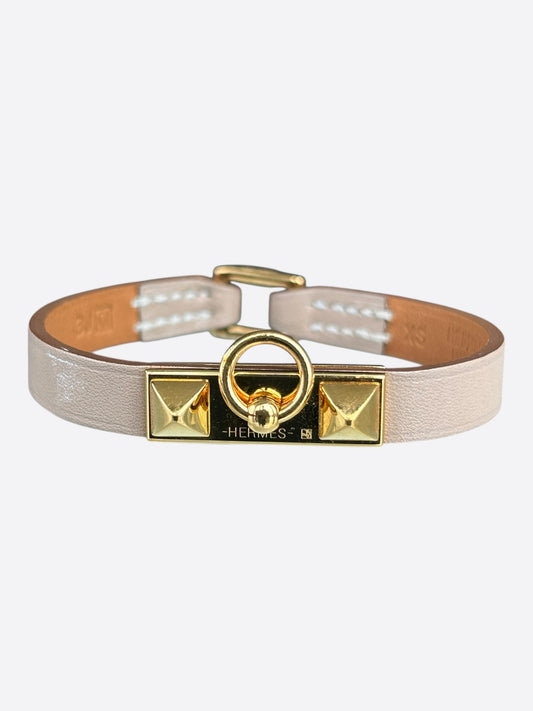 Hermes Pink Swift & Gold Hardware Mini Rivale Bracelet