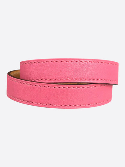 Hermes Pink Swift & Gold Hardware Kelly Double Tour Bracelet