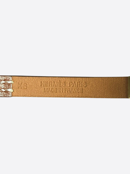 Hermes Brown Swift & Gold Hardware Mini Rivale Bracelet