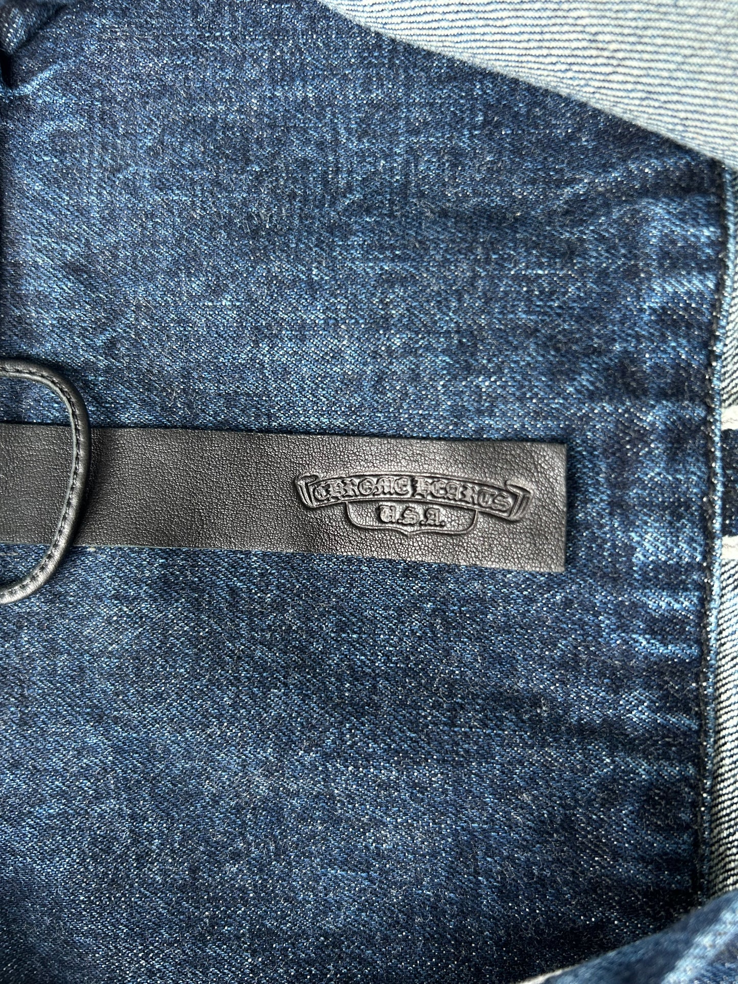 Chrome Hearts Blue Embroidered Cross Patch Denim Shirt