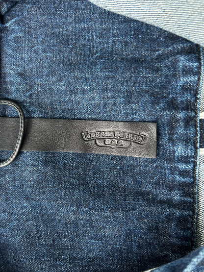 Chrome Hearts Blue Embroidered Cross Patch Denim Shirt