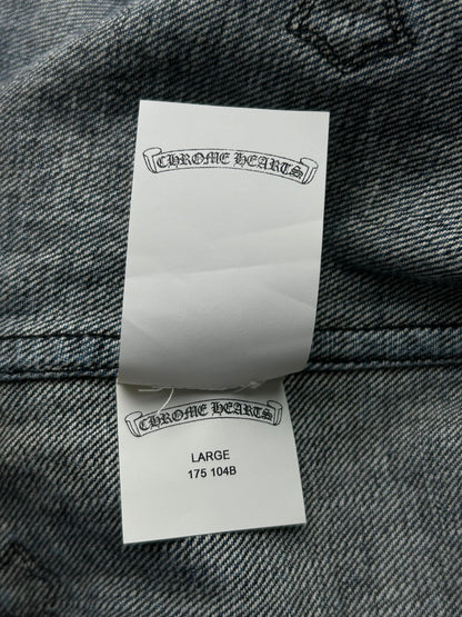Chrome Hearts Blue Embroidered Cross Patch Denim Shirt