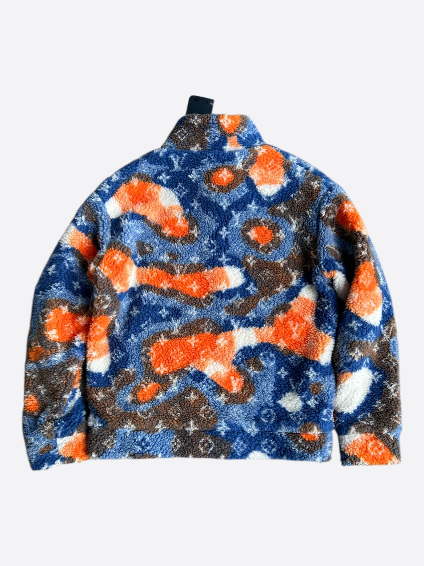 Louis Vuitton Blue & Orange Camo Monogram Fleece Zip Up Jacket