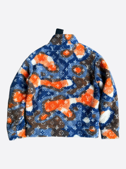 Louis Vuitton Blue & Orange Camo Monogram Fleece Zip Up Jacket