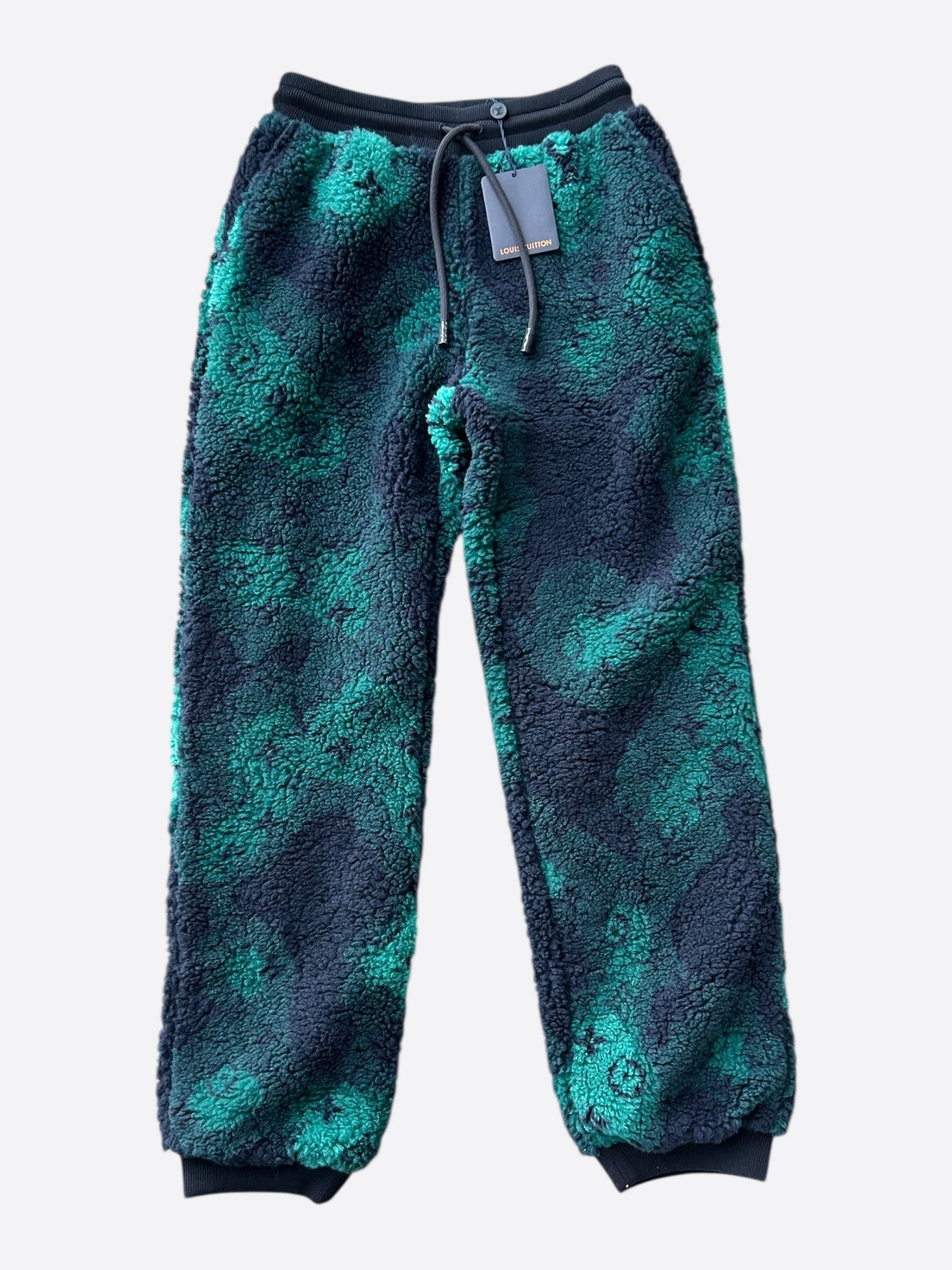 Louis Vuitton Green Camouflage Monogram Fleece Sweatpants