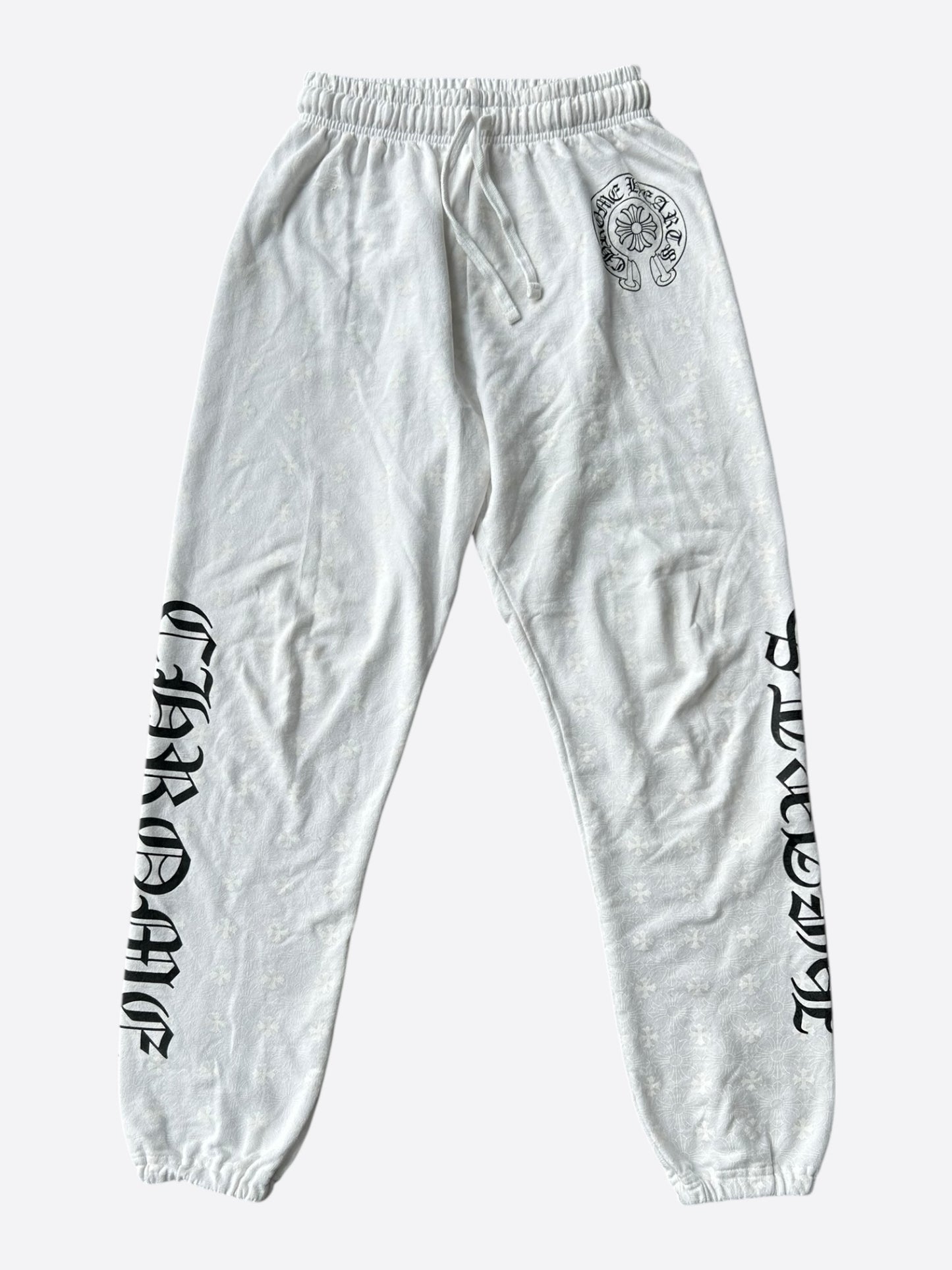 Chrome Hearts White & Black Horseshoe Logo Cross Jacquard Sweatpants