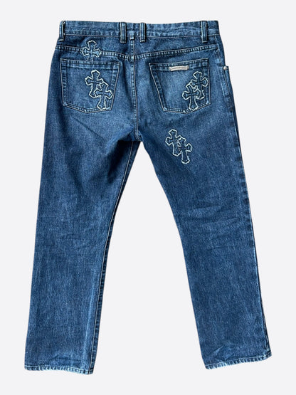 Chrome Hearts Blue Denim Cross Patch Jeans