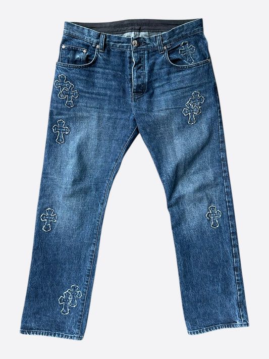 Chrome Hearts Blue Denim Cross Patch Jeans
