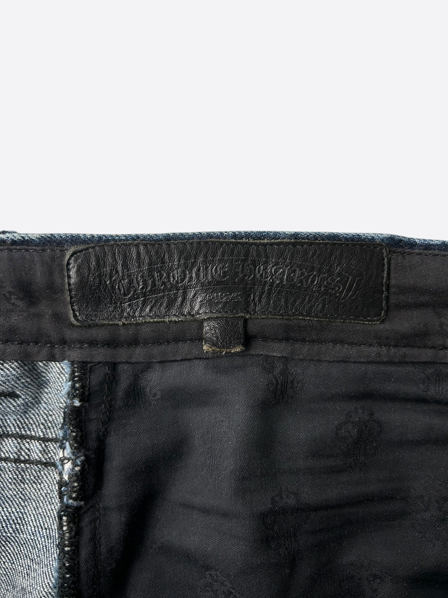 Chrome Hearts Blue Denim Cross Patch Jeans