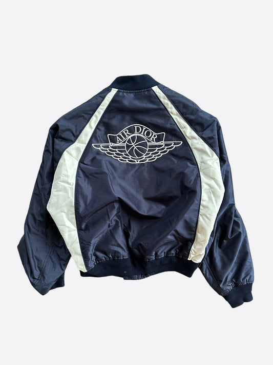 Dior Air Jordan Navy & White Embroidered Silk Bomber