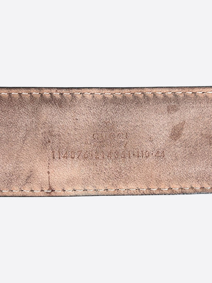 Gucci Red & Silver GG Buckle Monogram Leather Belt