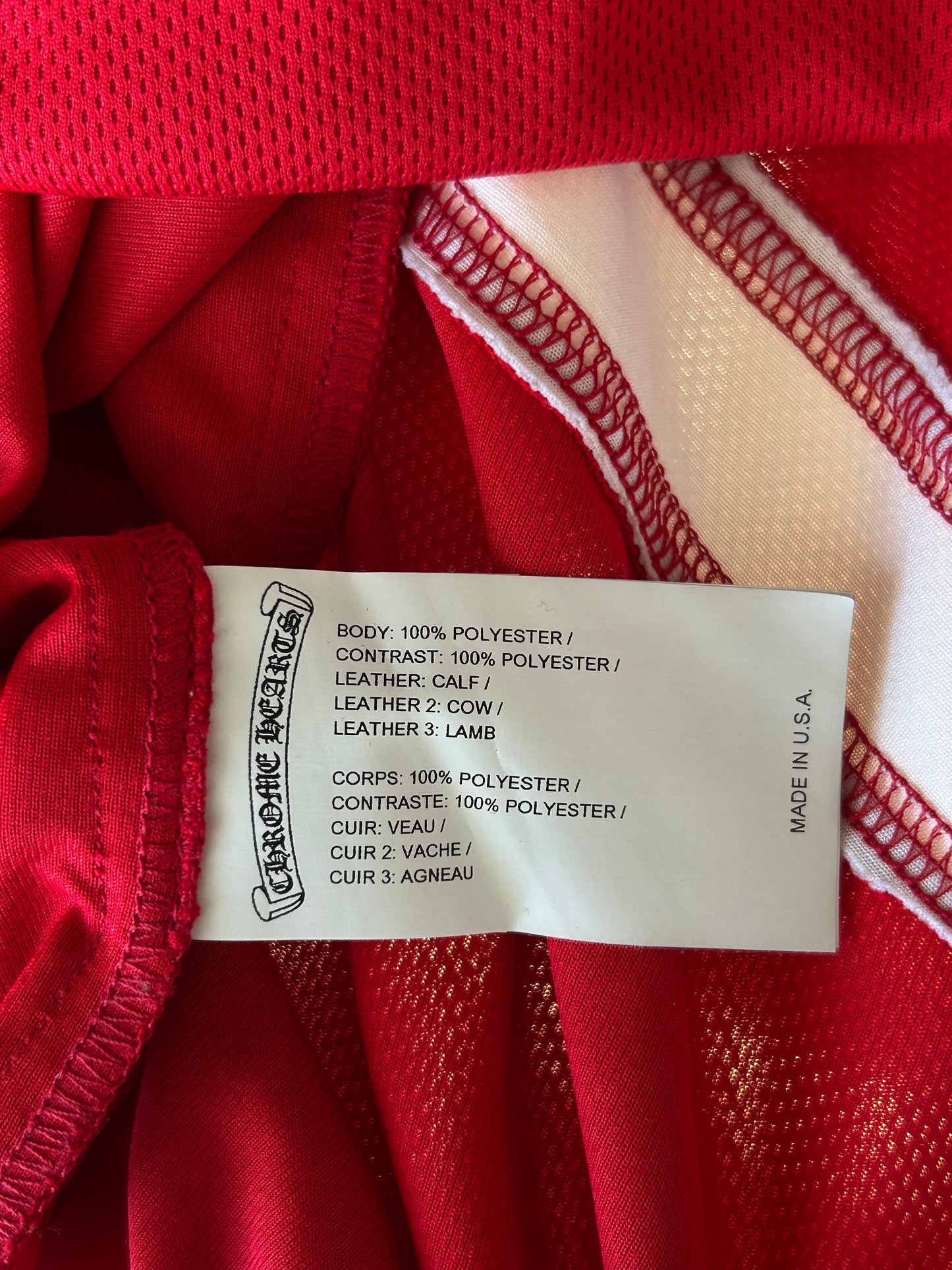 Chrome Hearts Matty Boy Red & White Chomper Patch Mesh Hockey Jersey