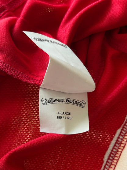 Chrome Hearts Matty Boy Red & White Chomper Patch Mesh Hockey Jersey