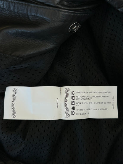 Chrome Hearts Black Leather Patch Eyechart Work Jacket