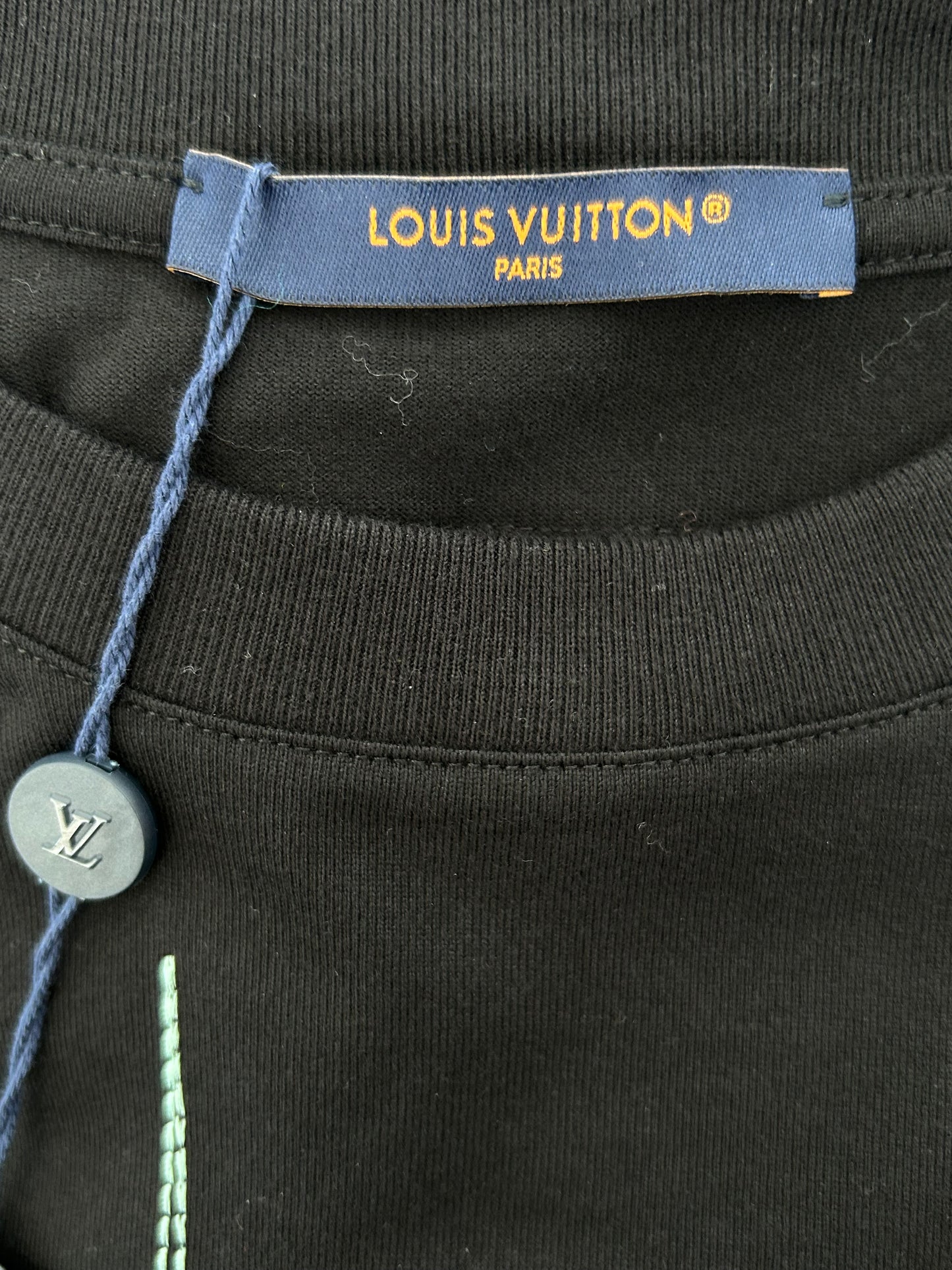 Louis Vuitton Black & White Frequency Logo Embroidered T-Shirt