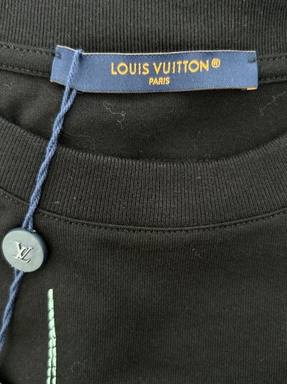 Louis Vuitton Black & White Frequency Logo Embroidered T-Shirt
