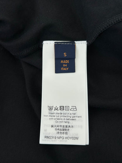 Louis Vuitton Black & White Frequency Logo Embroidered T-Shirt