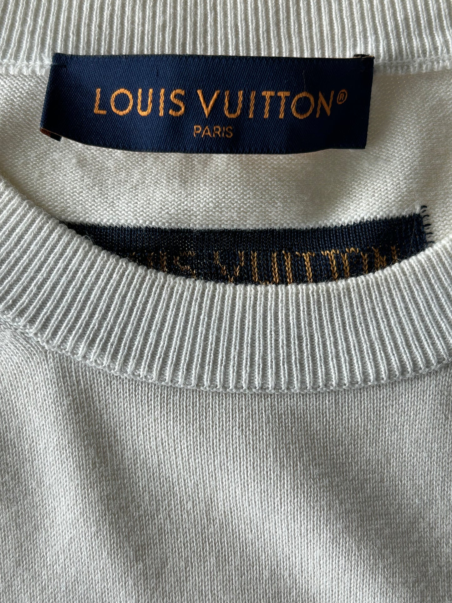 Louis Vuitton White & Pink Flower Logo Intarsia T-Shirt