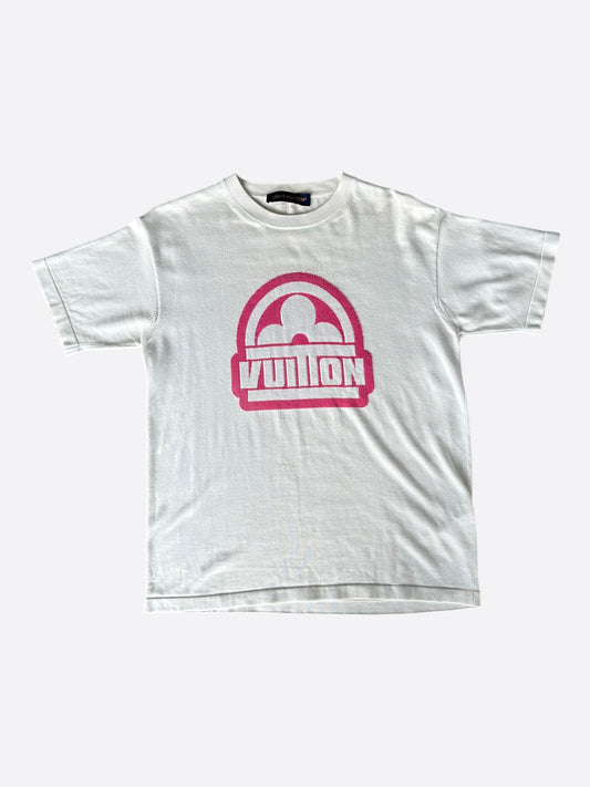Louis Vuitton White & Pink Flower Logo Intarsia T-Shirt
