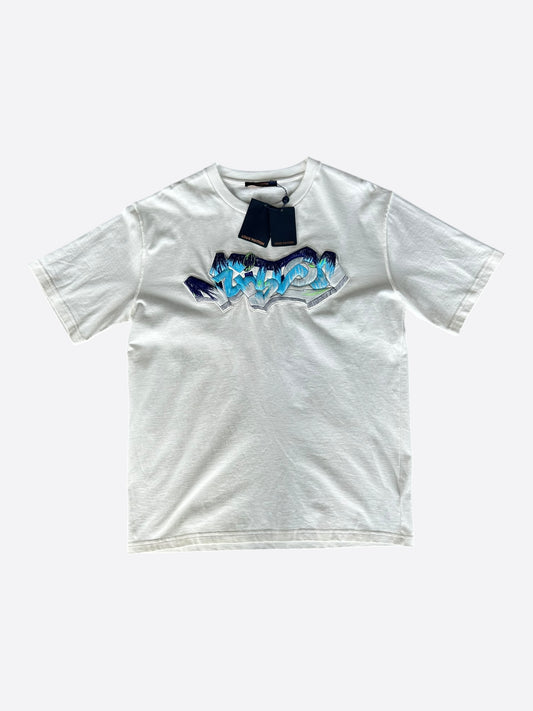 Louis Vuitton White Graffiti Logo Embroidered T-Shirt