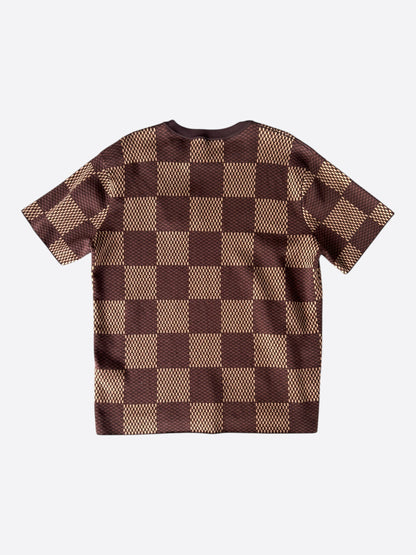 Louis Vuitton Brown Damier Crystal Logo Intarsia T-Shirt