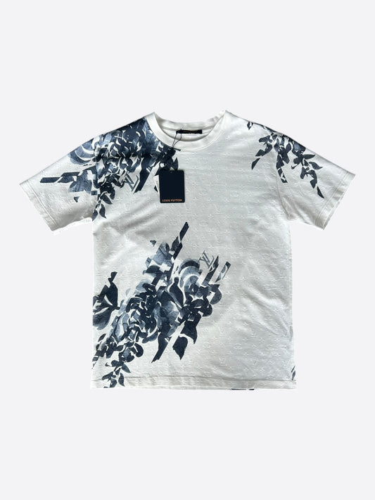 Louis Vuitton White & Blue Floral Monogram T-Shirt
