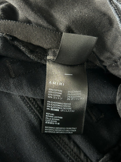 Amiri Aged Black Leopard Patch Thrasher Jeans