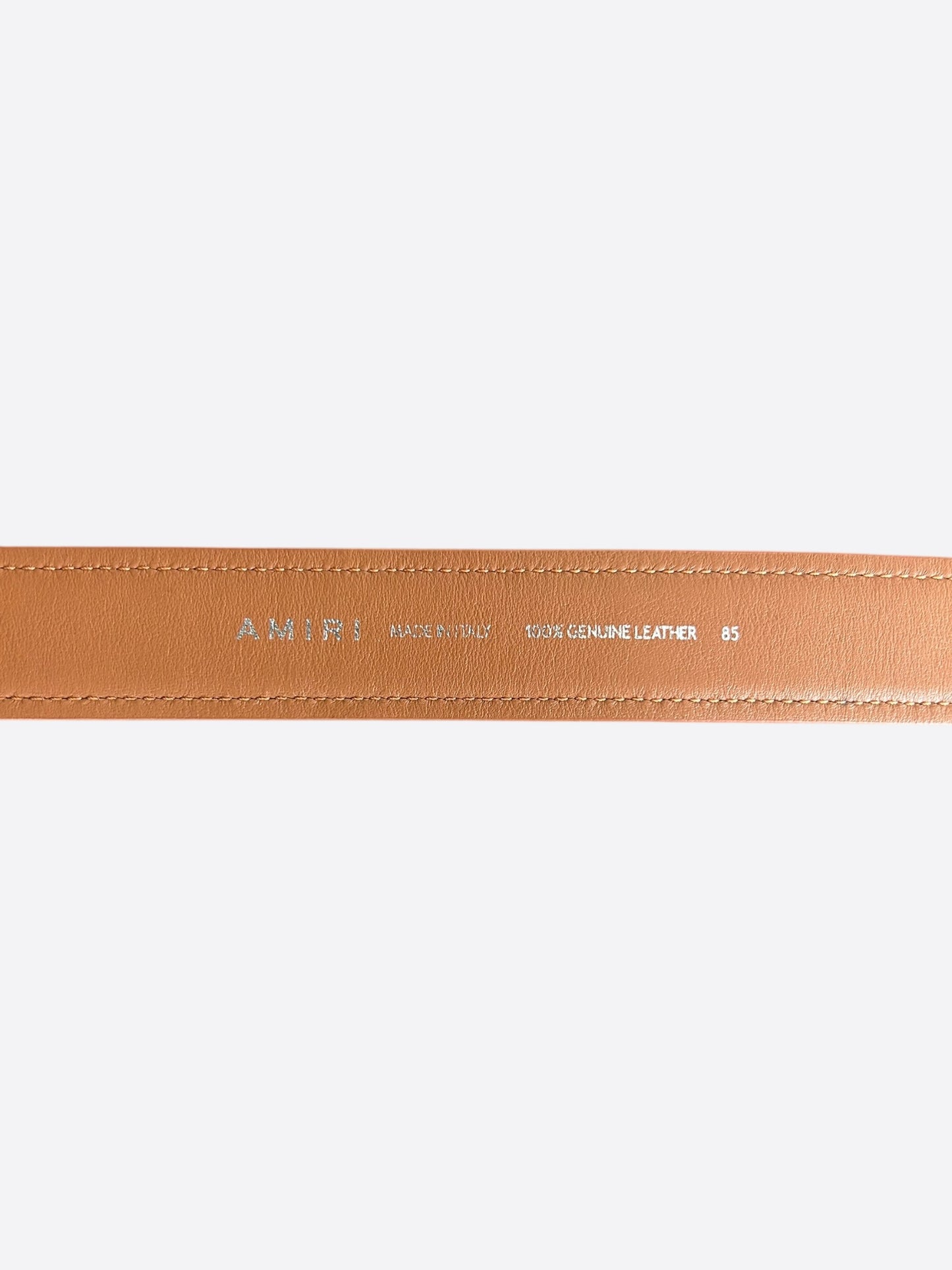Amiri Brown MA Logo Leather Belt