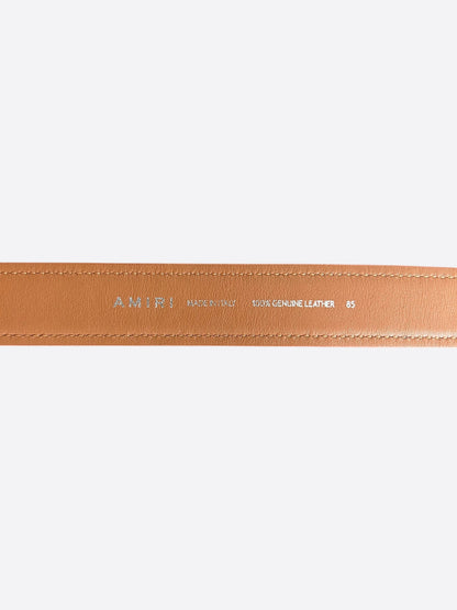 Amiri Brown MA Logo Leather Belt