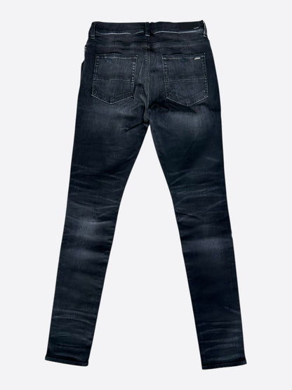 Amiri Aged Black Leopard Patch Thrasher Jeans
