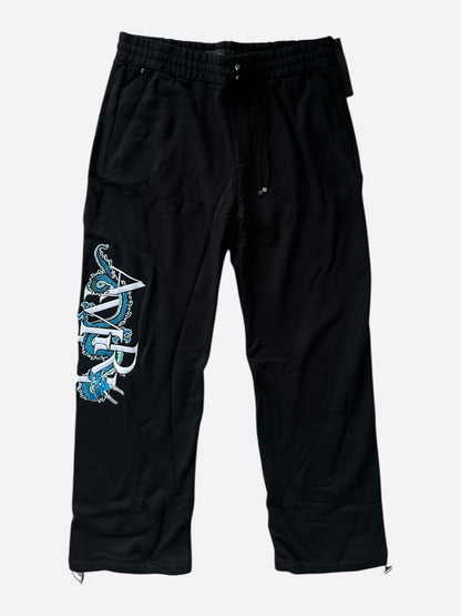 Amiri Black & White Embroidered Dragon Logo Sweatpants