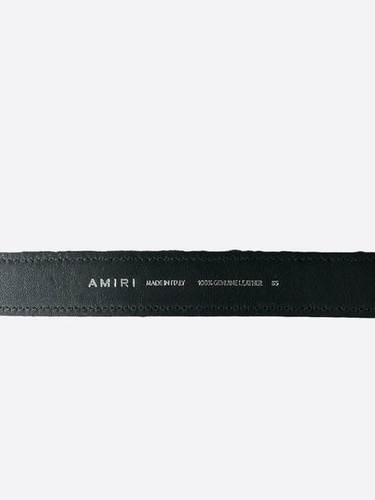 Amiri Black & Silver MA Logo Leather Belt