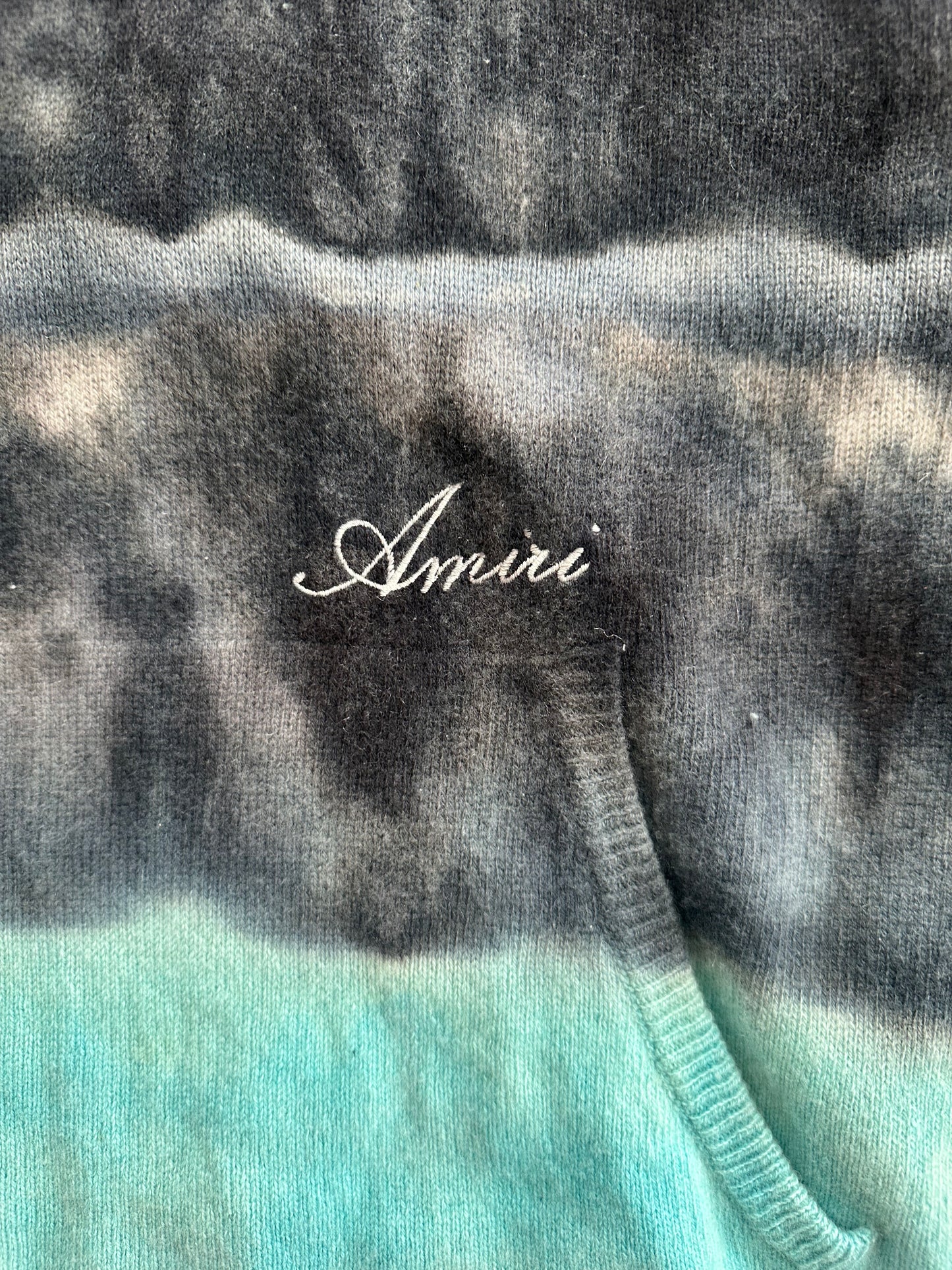 Amiri Black & Blue Tie-Dye Cashmere Distressed Hoodie