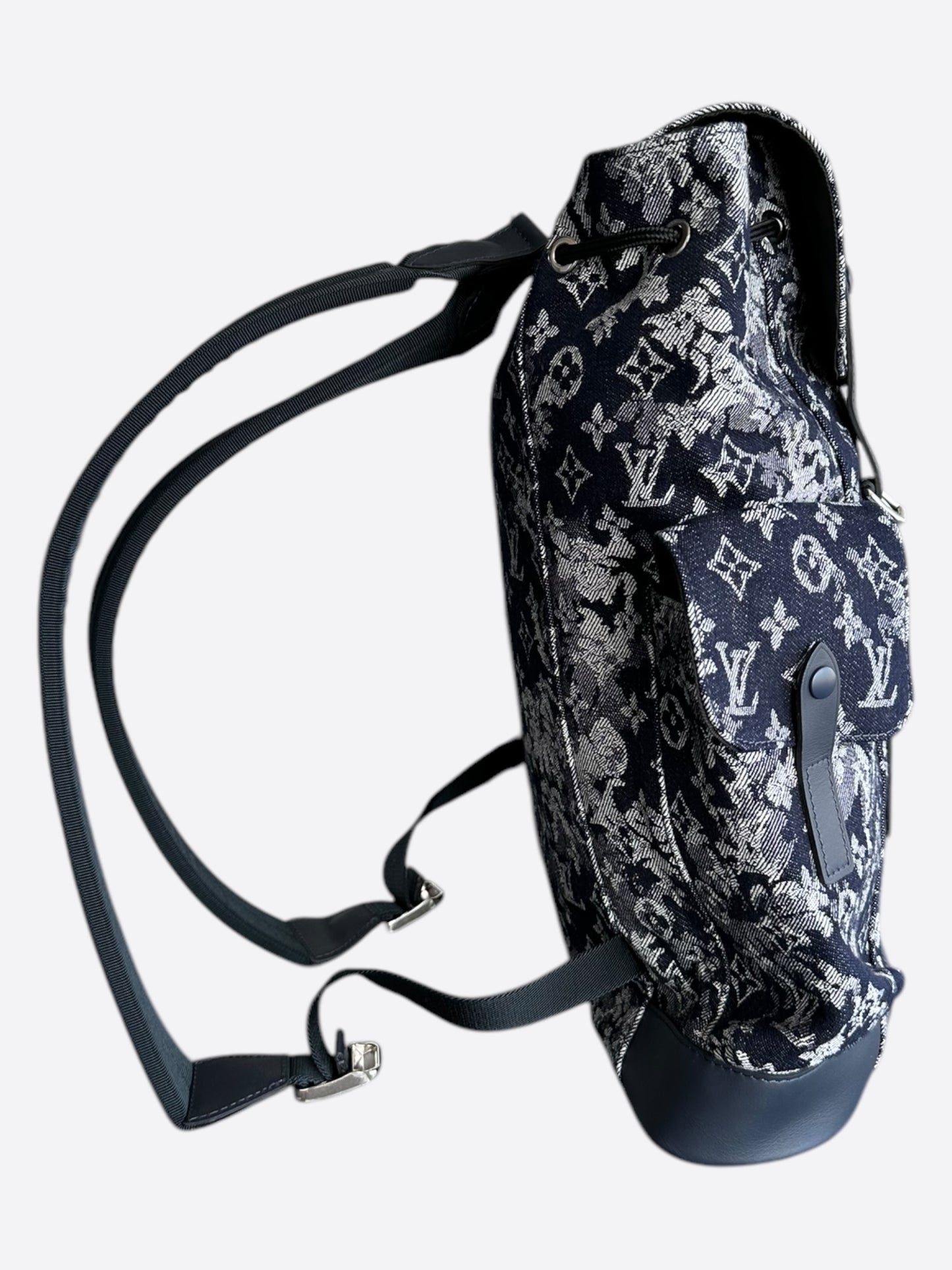 Louis Vuitton Navy Tapestry Monogram Christopher Backpack