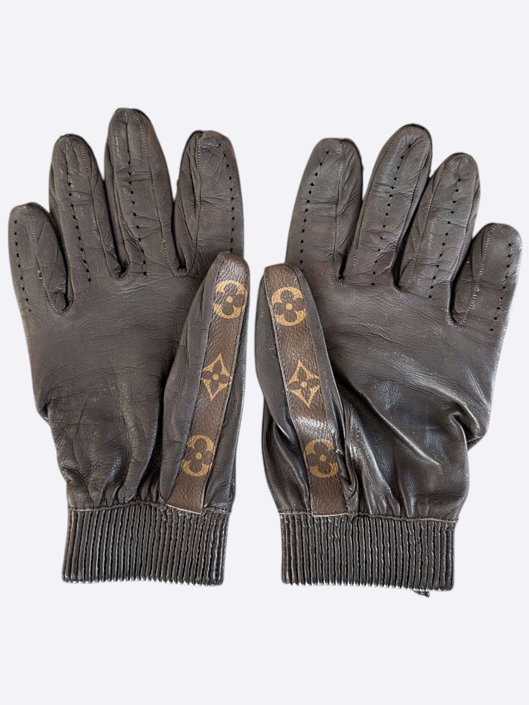 louis vuitton herren handschuhe Louis Vuitton Supreme Brown Monogram Baseball Gloves – Savonches
