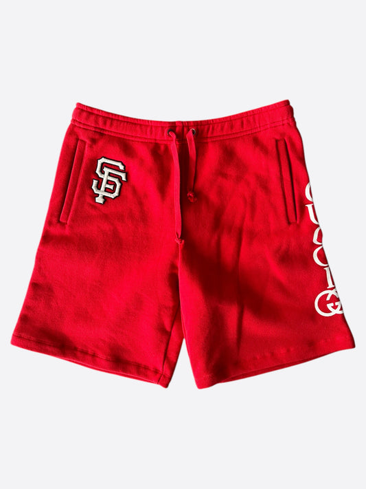 Gucci MLB Red & White San Francisco Giants Logo Shorts