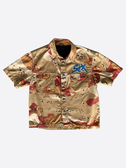 Chrome Hearts Sex Records Desert Camo Short Sleeve Button Up Shirt