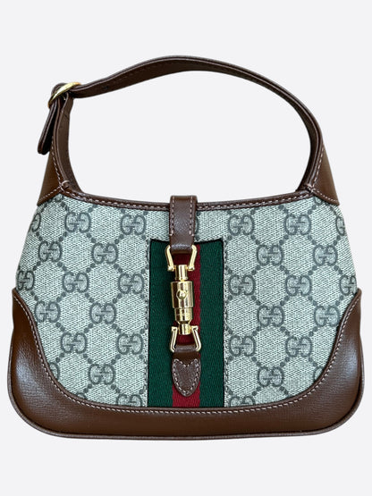 Gucci Beige & Brown GG Monogram Jackie 1961 Mini Bag